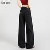 Women's High Waist Washed Wide Leg Jeans with Bow Detail