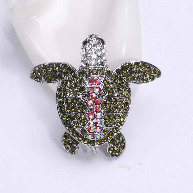 

SKEDS Fashion Women Creative Luxury Crystal Turtle Brooch Jewelry Casual Rhinestone Metal Animal Suit Clothing Accessories Pins зелёный