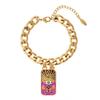 Gold-Plated Copper Tarot Necklace and Bracelet Set with Colored Enamel Demon Eye Design