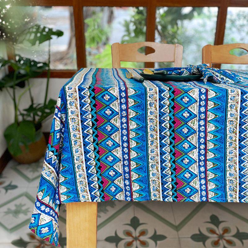 

Принтованная Хлопково-Льняная Скатерть Прямоугольная Ретро для Бара Blue Diamond 65*65cm