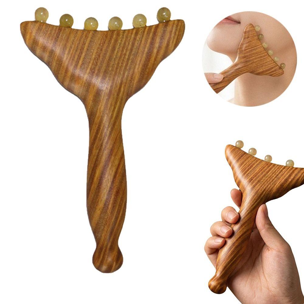 Sandalwood Meridians Massage Comb Copper/Horn Balls Lymphatic Drainage Massager Breast Massage