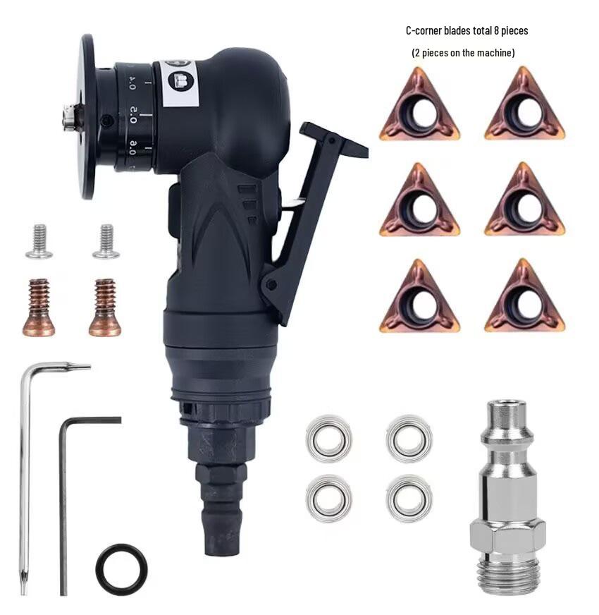 Handheld Pneumatic Deburring & Chamfering Machine for 45° & R Angles in Metal & Wood.