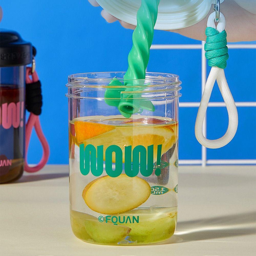 580ML Drinking Cup With Straw Stirring Cup Kawaii Whey Protein Shaker Bottle  Fruit Juice