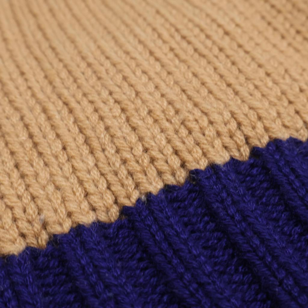 Prada [Domestic Regular] P25G51 S191 Cashmere Logo Design Knit Tops 40 Beige / blueUsed