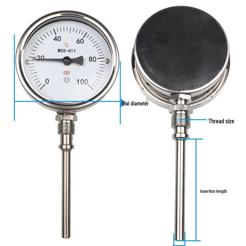 Oushenghua Y100 304 Stainless Steel Bimetal Thermometer