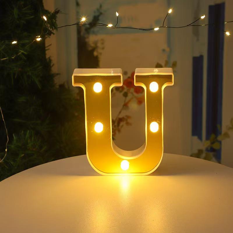 Gold LED Mirror Letter Lights - Romantic Birthday and Festive Décor