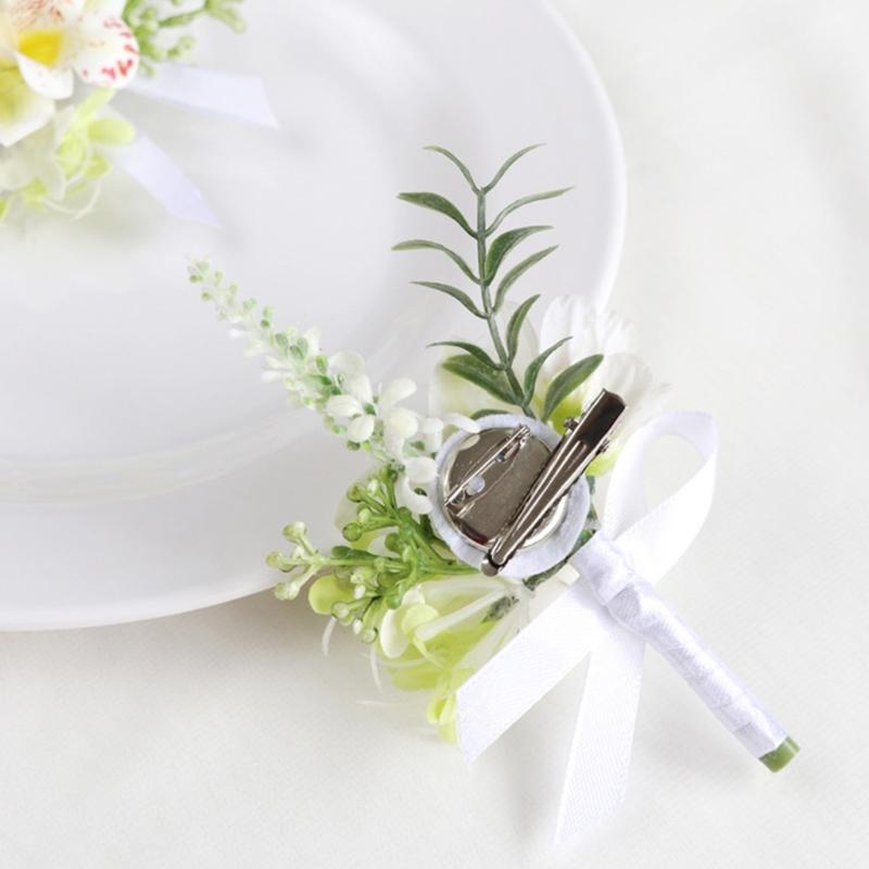 Artificial Silk Flower With Pin Clip Realistic Flower Decoration Set For Elegant Wedding Corsage And Wrist Flower