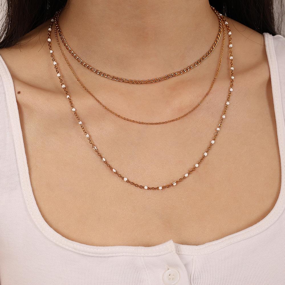 European and American ins wind-plated 18k gold three-layer versatile titanium steel non-fading jewelry