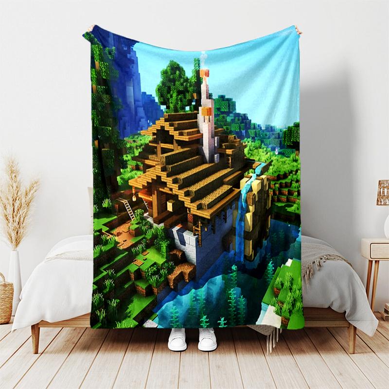 1pc Blanket Minecraft5 Print Design, Lightweight Blanket for Sofa, Bed- Soft &Warm, Gift for All Seasons like Christmas, Halloween