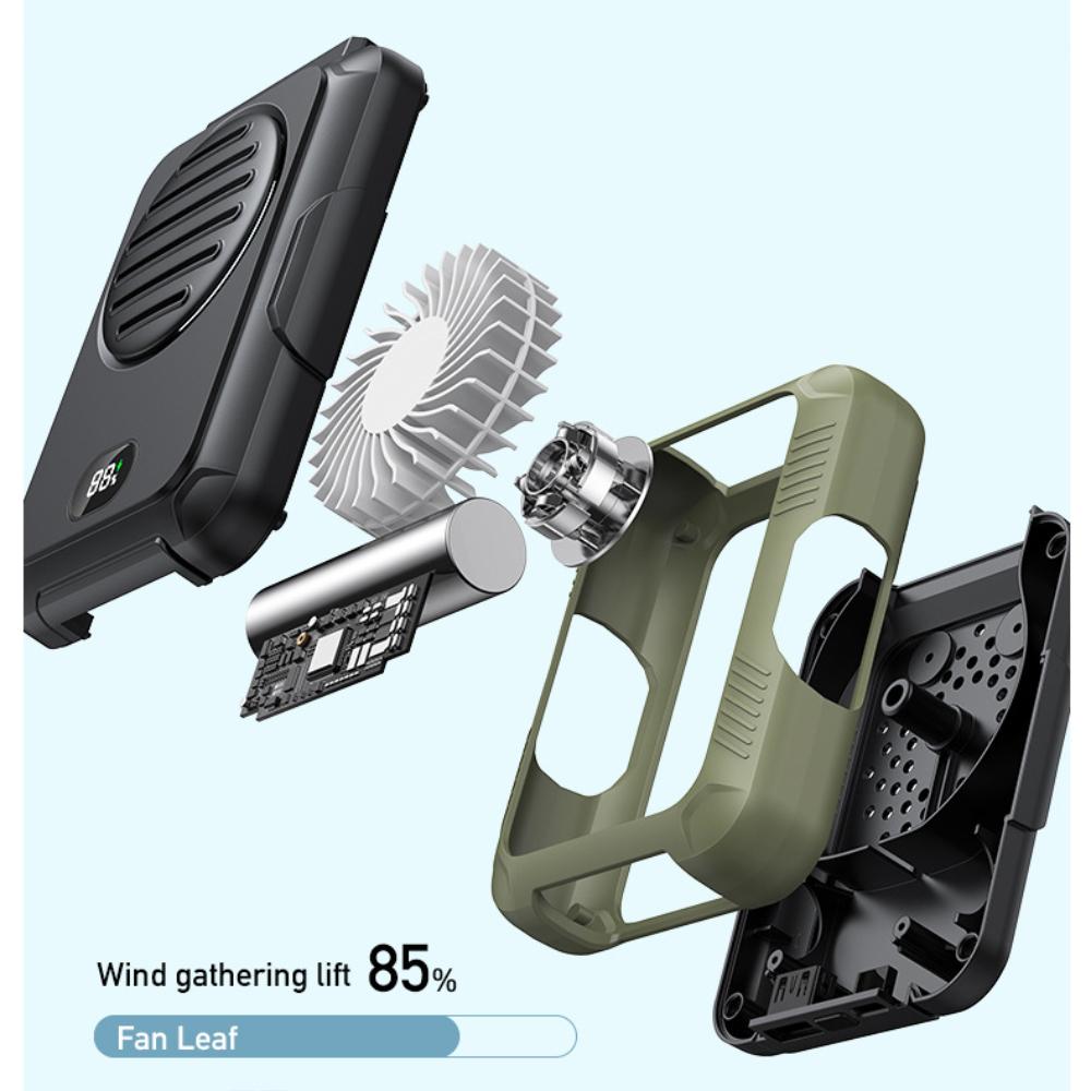 Car Home Dual-use Neck Hanging Digital Display Fan Outdoor Waist Hanging Fan USB Power Bank Fan/portable Power Bank 2-in-1