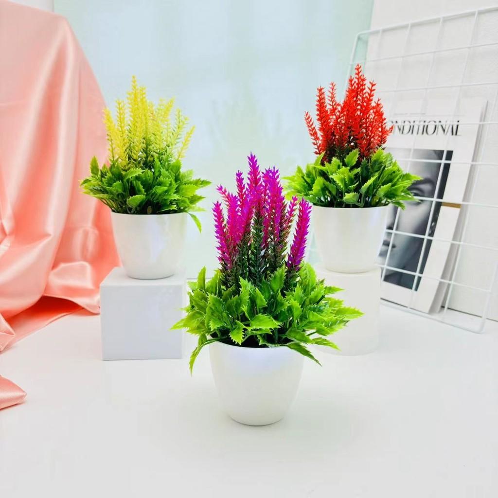 Lavender Green Artificial Plant Round Pot Potted Plant For Office Room Living