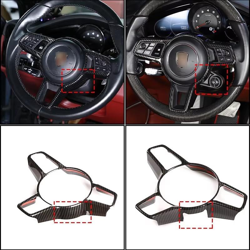 ABS Carbon fiber For Porsche Macan Cayenne Panamera 718 911 918 Interior Steering Wheel Cover Trim Interior Accessories