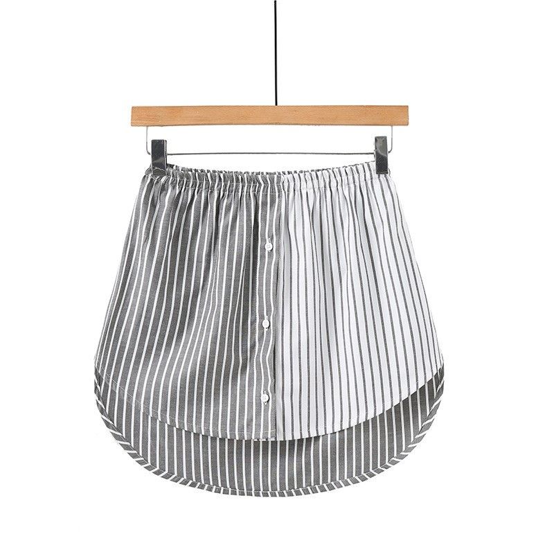 

Liangli Spring & Fall Korean Style Versatile New Stripes Patchwork Asymmetrical Inner Wear Bottoming Skirt A- Line Bandage Dress Skirt Gray White Gray XL
