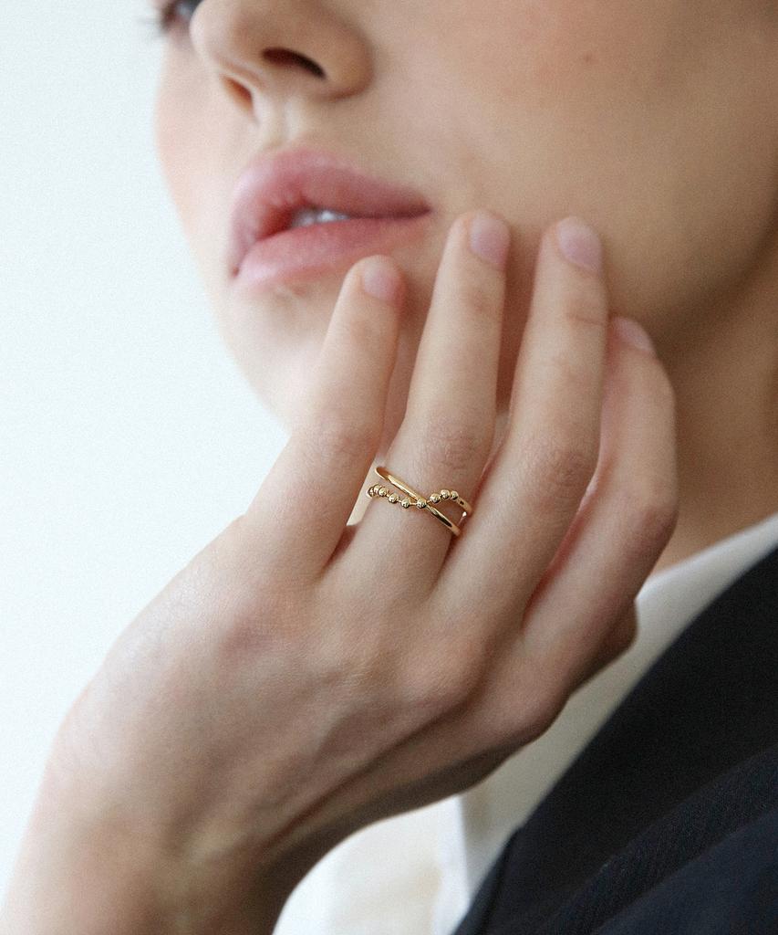 Lazydawn Ball Chain Layered Ring R030