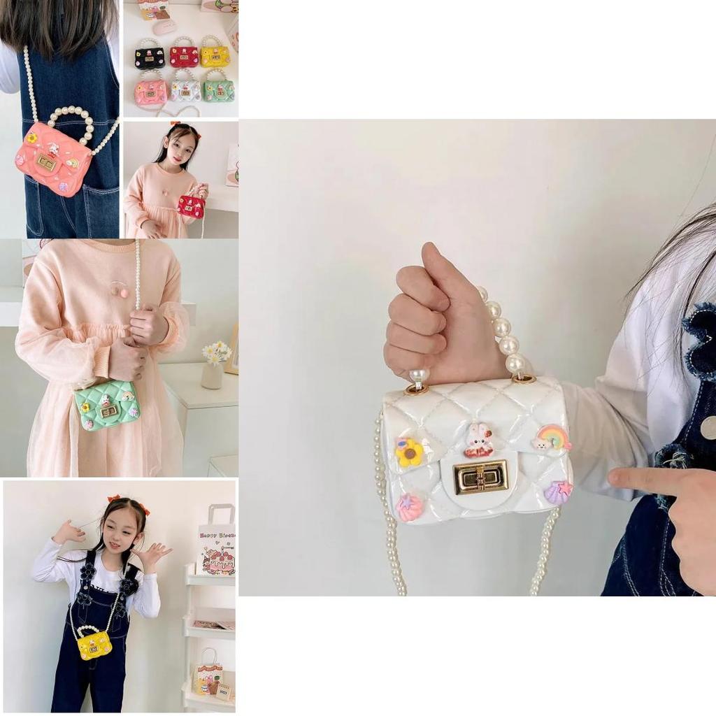 Princess Handbag For Girls With Pearl Jelly Shell Rainbow Design For Daily Use