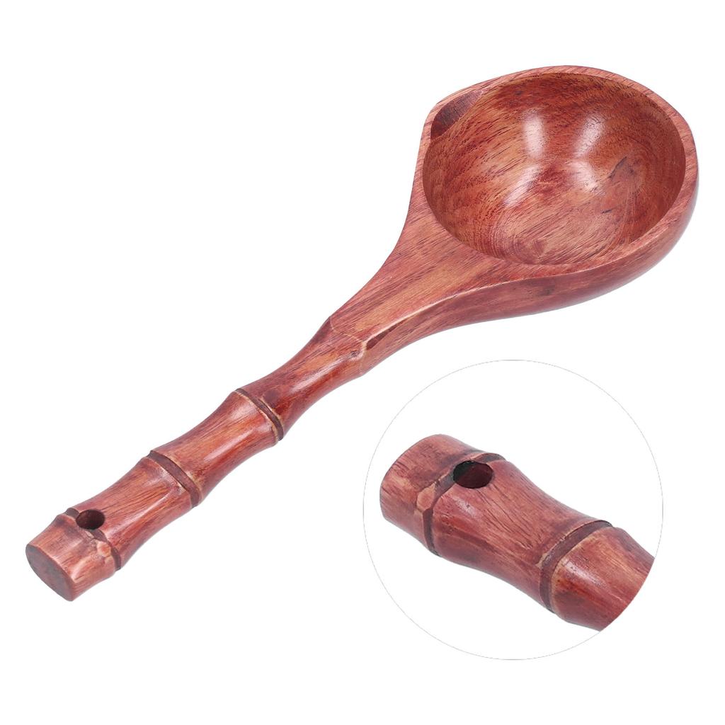 Wooden Soup Spoon WearResistant Porridge Spoon Tablespoon with Hanging Hole for Home Kitchen
