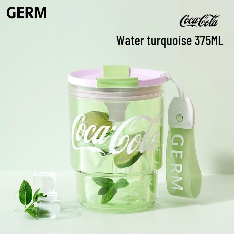 Germ Coca-Cola Collaboration Portable Bamboo Style Glass Water Bottle
