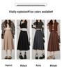 Gray Korean-Style High-Waisted Pleated Midi Skirt for Petite Women: Spring/Autumn A-Line Umbrella Design