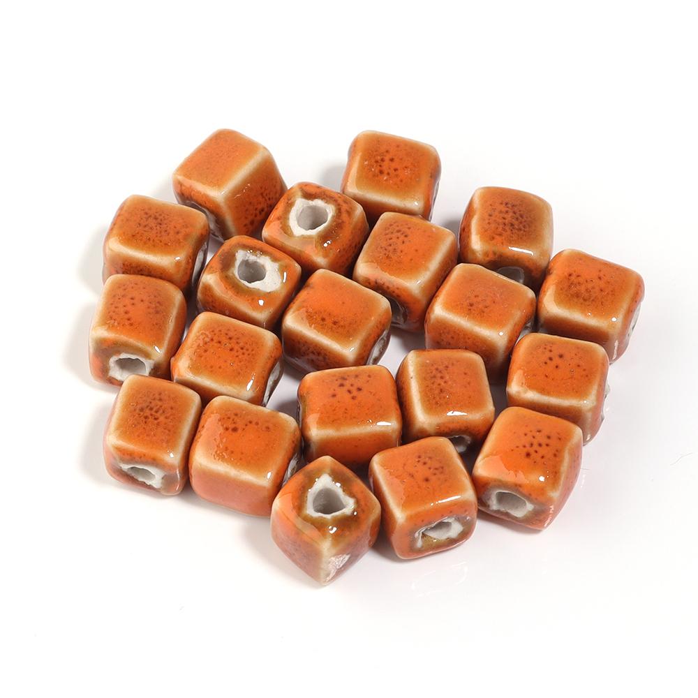10pcs/lot Colorful Square Ceramic Beads Floral Glaze Porcelain Bead for DIY Bracelet Necklace Charms  Jewelry Making Supplies