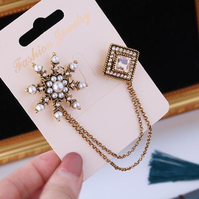Trend Chain Diamond Chain Pearl Brooch Sweater Light Buckle Corsage Pin Silk Scarf Shawl Buckle