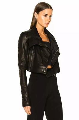 Genuine Lambskin Leather Handmade Women Black Jacket Stylish Biker Motorcycle