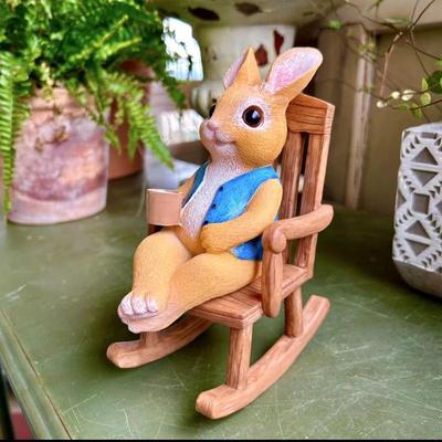 Cute Rocking Chair, Rabbit Resin Ornament, Garden Balcony Courtyard Landscaping, Potted Plant Decorat, Gift Giving, Kindergarten, Homestay Decoration