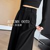 Small Straight-leg Narrow-version Suit Pants Women's New Autumn High-waisted and Thin High-end Drape Black Trousers