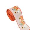 Autumn Mixeds Pumpkins Wired Ribbon Autumn Themed Wired Edge Ribbon For DIY Wreath