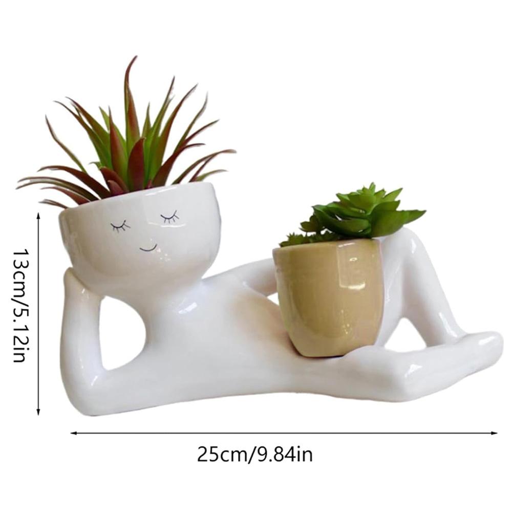 Lazy Guy Planter,2025 Funny Planters for Indoor Plants,Lazy Little Character Flowerpot Succulent Planters Lying Down Resin Ornaments Home Garden Decor
