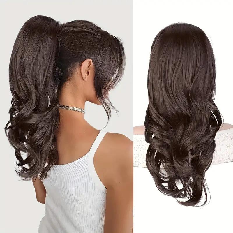 European American Wig Drawstring Ponytail Women's Layered Roll Big Wave Micro High Extension