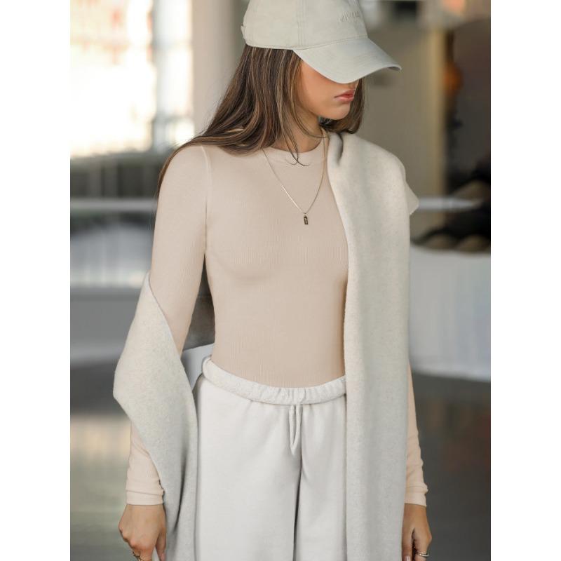 

Женский джемпер с длинным рукавом и внутренней частью снизу XL абрикосовый