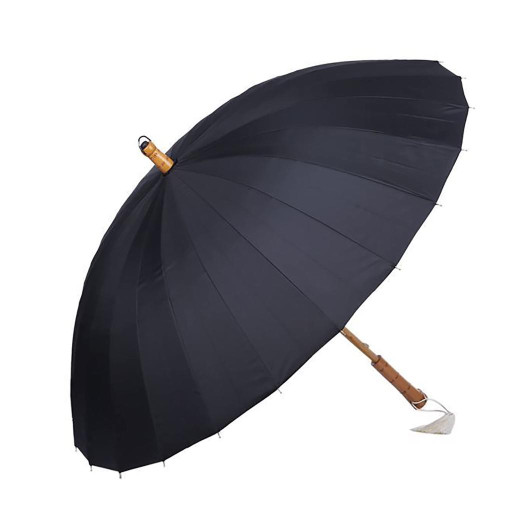 Japanese Style Japanese 24 for Sunny and Rainy Rainy Wooden Long Rain Water Fiberglass Umbrella, Style, Lightweight, Ribs, Days, Season, Handle,