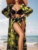 Women's High Waist Bikini 3-Piece Set with Long Shirt - European & American Style 2025 Swimwear
