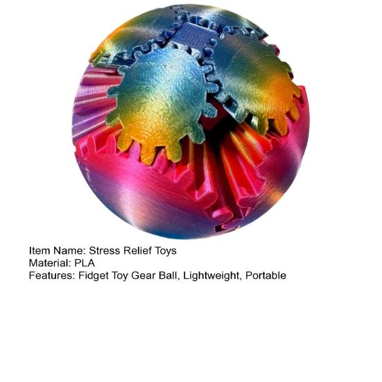 Rotating Gear Ball 3D Printed Decompression with Linked Gear Structure Stress Relief Toys Bright Colors Stress Gearsphere Fidget Toy