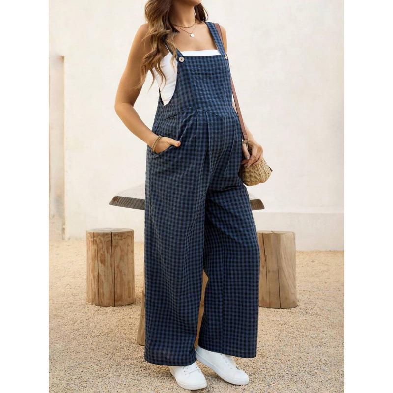 

Z 36077 Maternity Plaid Overalls S темно-синього кольору