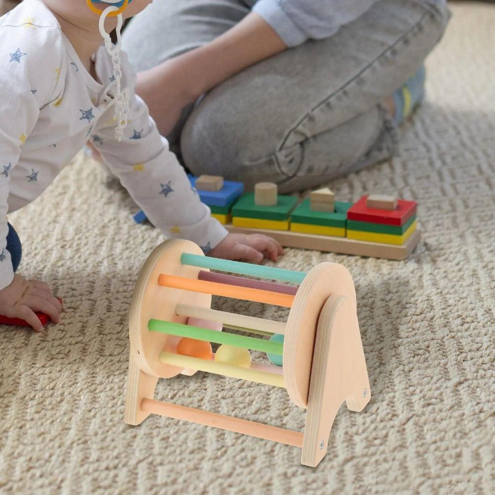 Color Shape Cognition Ball Drop Kids Toy Wooden Ball Busy Drum Toy  Birthday Present