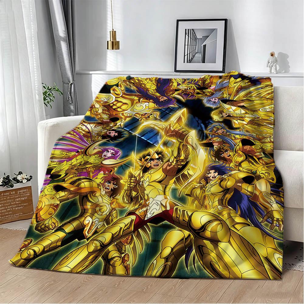 3D S-Saint S-Seiya Japan Anime Cartoon Flannel Blanket Soft Throw Blanket Art For Home Decor Bedroom Bed Sofa Picnic Fans Gifts
