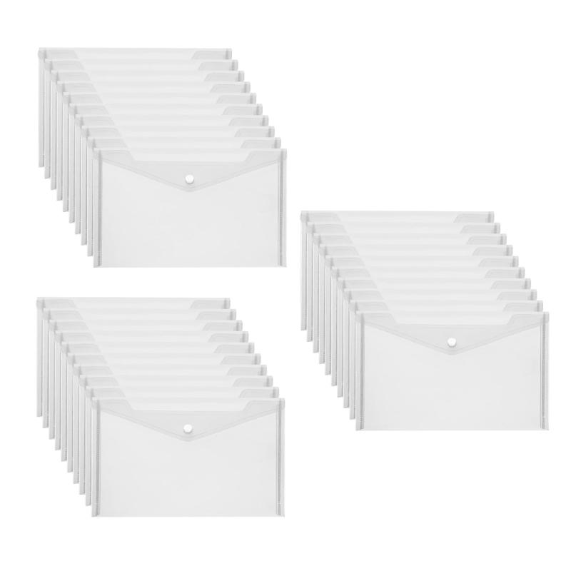 Pack of 20/30 Plastic Wallets Waterproof Folder Convenient Storage Solution for Documents Papers and Receipts