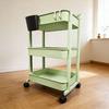 Compact Rolling Trolley: Floor-Standing Multi-Layer Storage Rack for Living Room & Snacks.