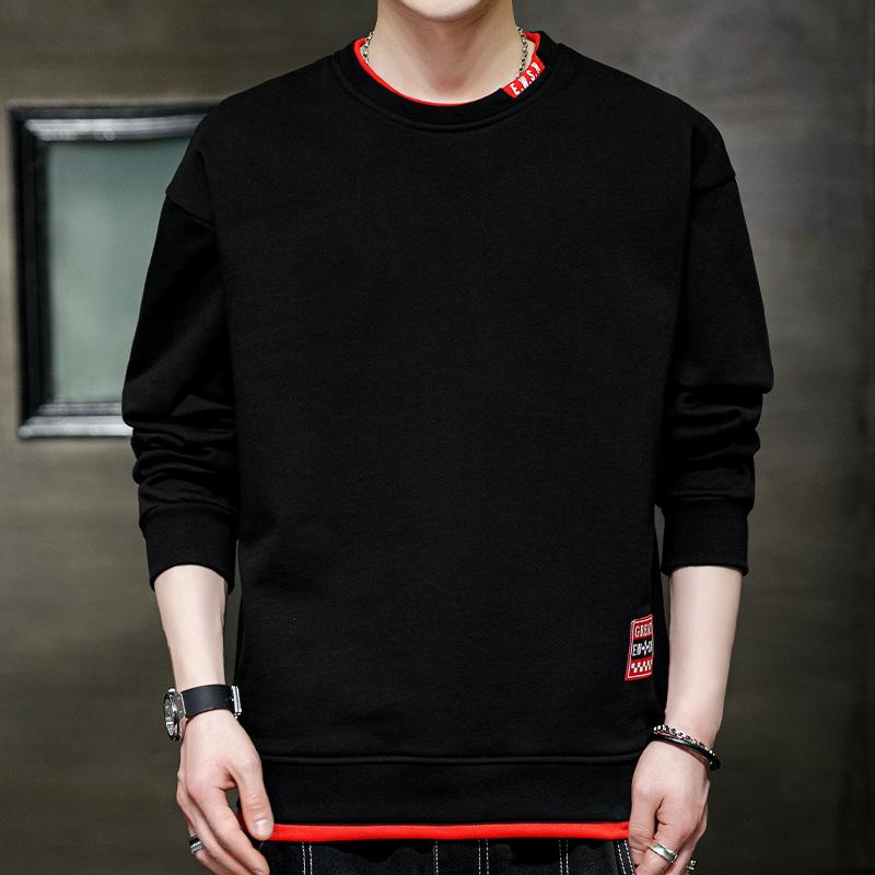 Spring And Autumn Tide Brand Crew Neck Sweater Men'S New Long-Sleeved Student Top Bottoming Shirt Pullover Casual Loose Sweater Men