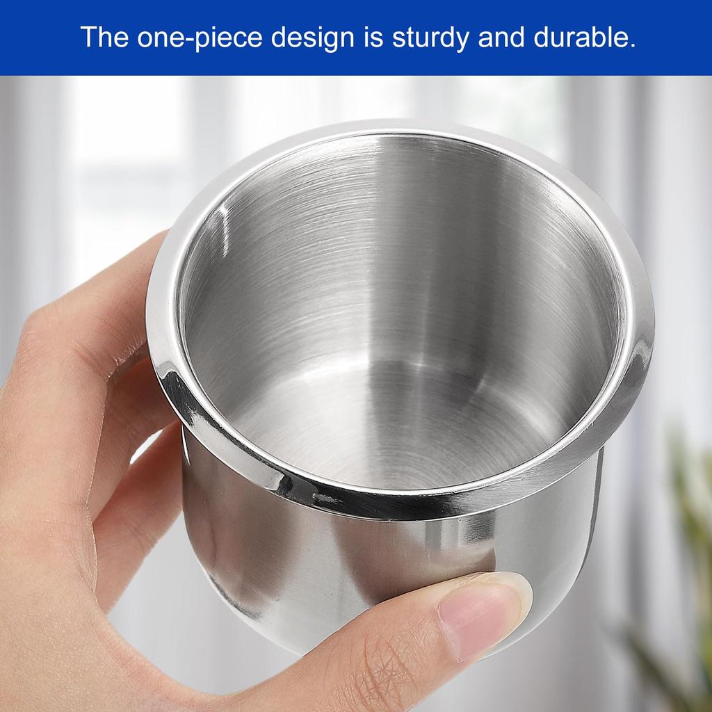 uxcell 201 Stainless Steel Cup Holder x Drink Can Holder for Poker Car Cup Holder Silver Drop-In 2.44" 4.6" Tables, Sofa, Boat, Insert,