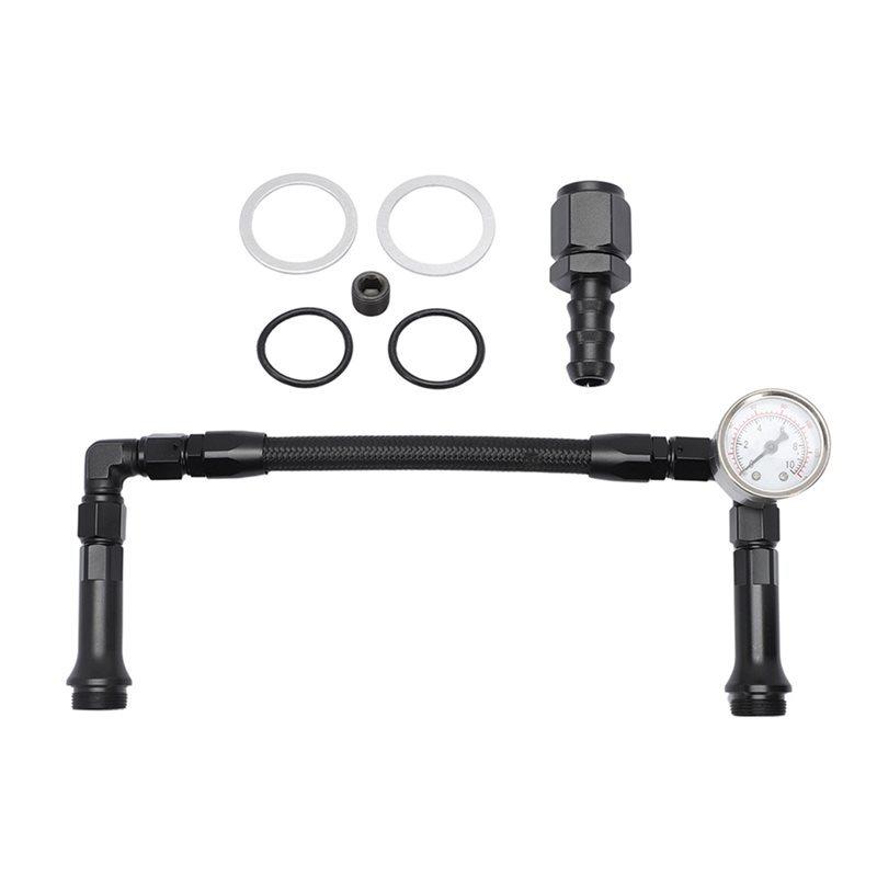 AN6 Dual Feed Carb Fuel Line With Vacuum Pressure Gauge For Holley 4150 Carburetor- Double Pump Design