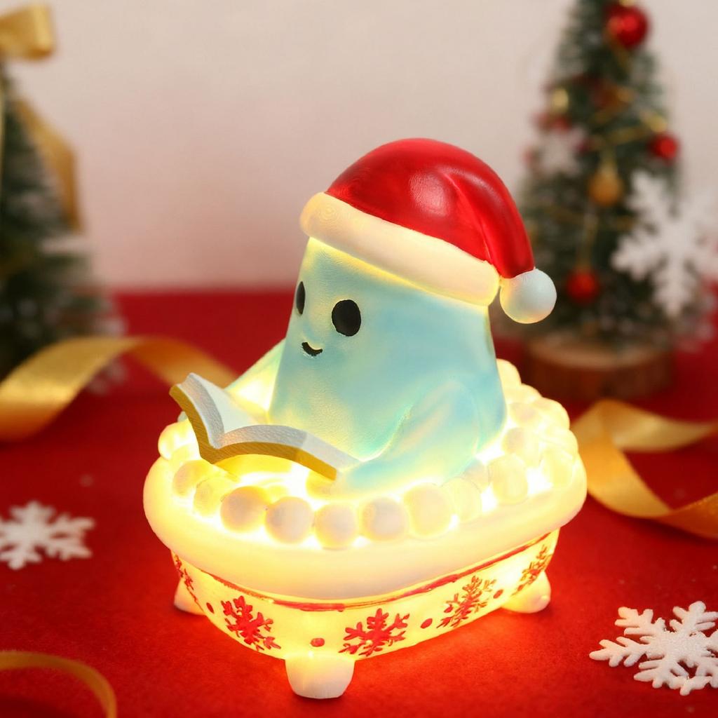 Christmas Resin Bathtub Bath Old Man Snowman Resin Decorative Lamp Christmas Party Gift