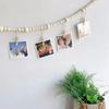 Wall Hanging Picture Holder Wooden Beads Photo Shelf Frame String Rustic Photo Display  Living Room