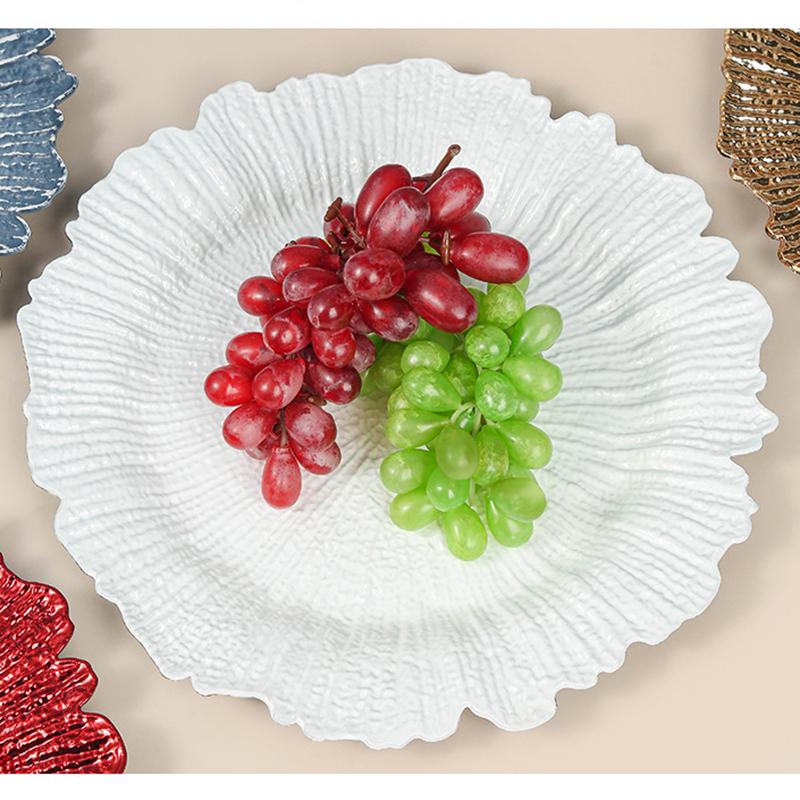 

1PC Reef Irregular Plate Decorative Plate Gold Silver Dinner Serving Wedding Christmas Decor Table Place Steak Dining Plate білий