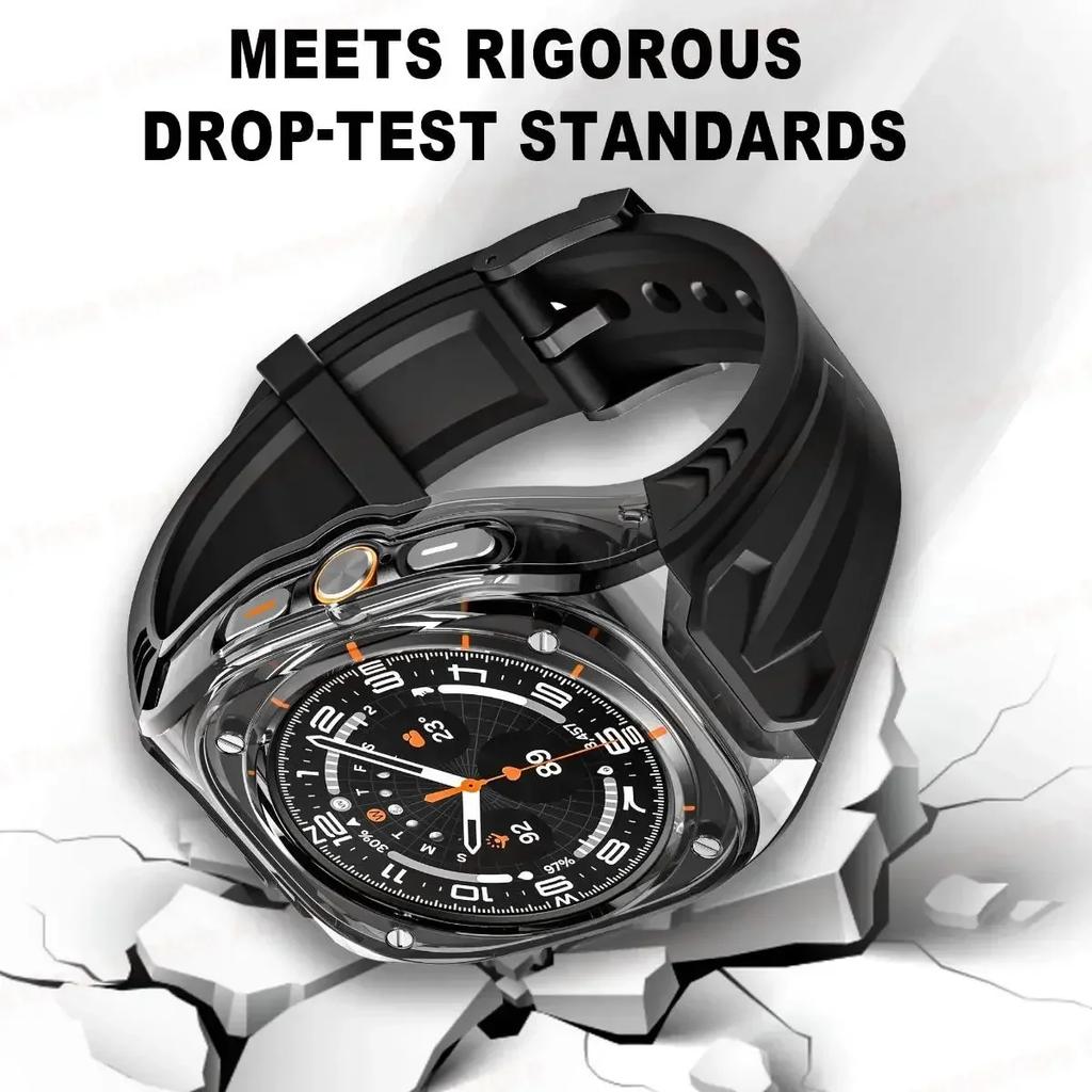 Mod Kit Armband + Hülle für Samsung Galaxy Watch 7 Ultra 47 mm Silikon Loop Band Armband für Galaxy Watch Ultra Herren Sportarmband