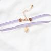 Purple Floral Ribbon Bow Pendant Necklace - Fairy Style Choker for Women