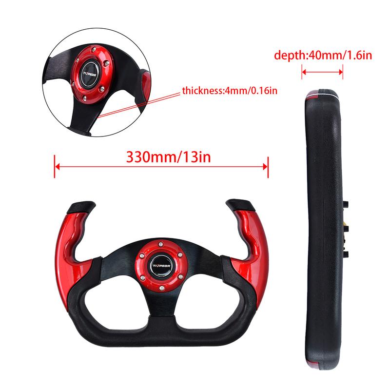 TIYPEOR Sport Racing 13Inch 330mm Flat Drift Steering Wheel D-Type PU Universal