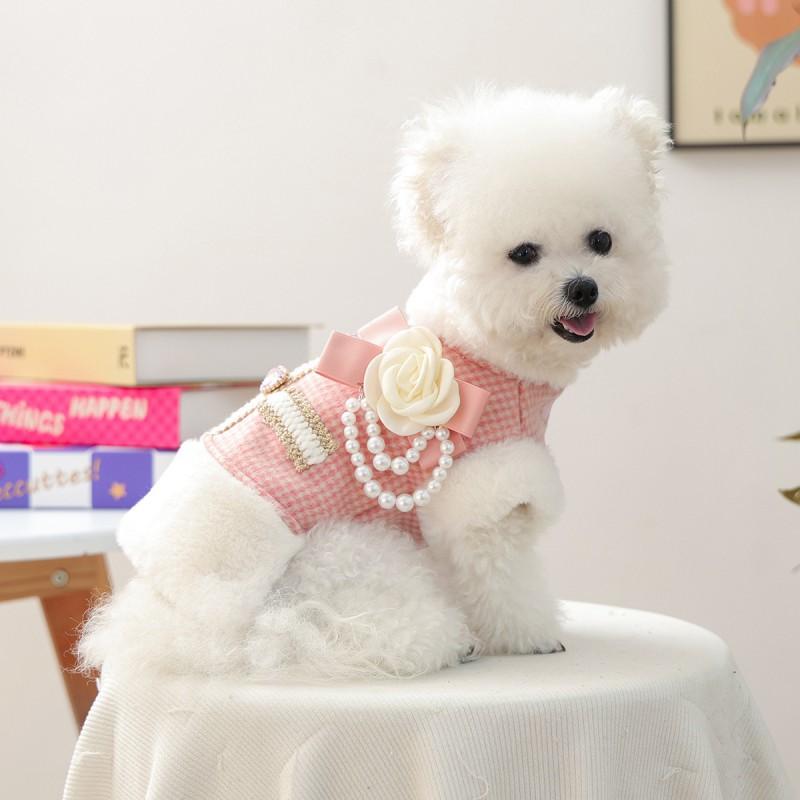 Warm Pet Vest Small Dogs Cats Winter Coat Lightweight Fleece Lined Puppy Jacket Pink Heart Style