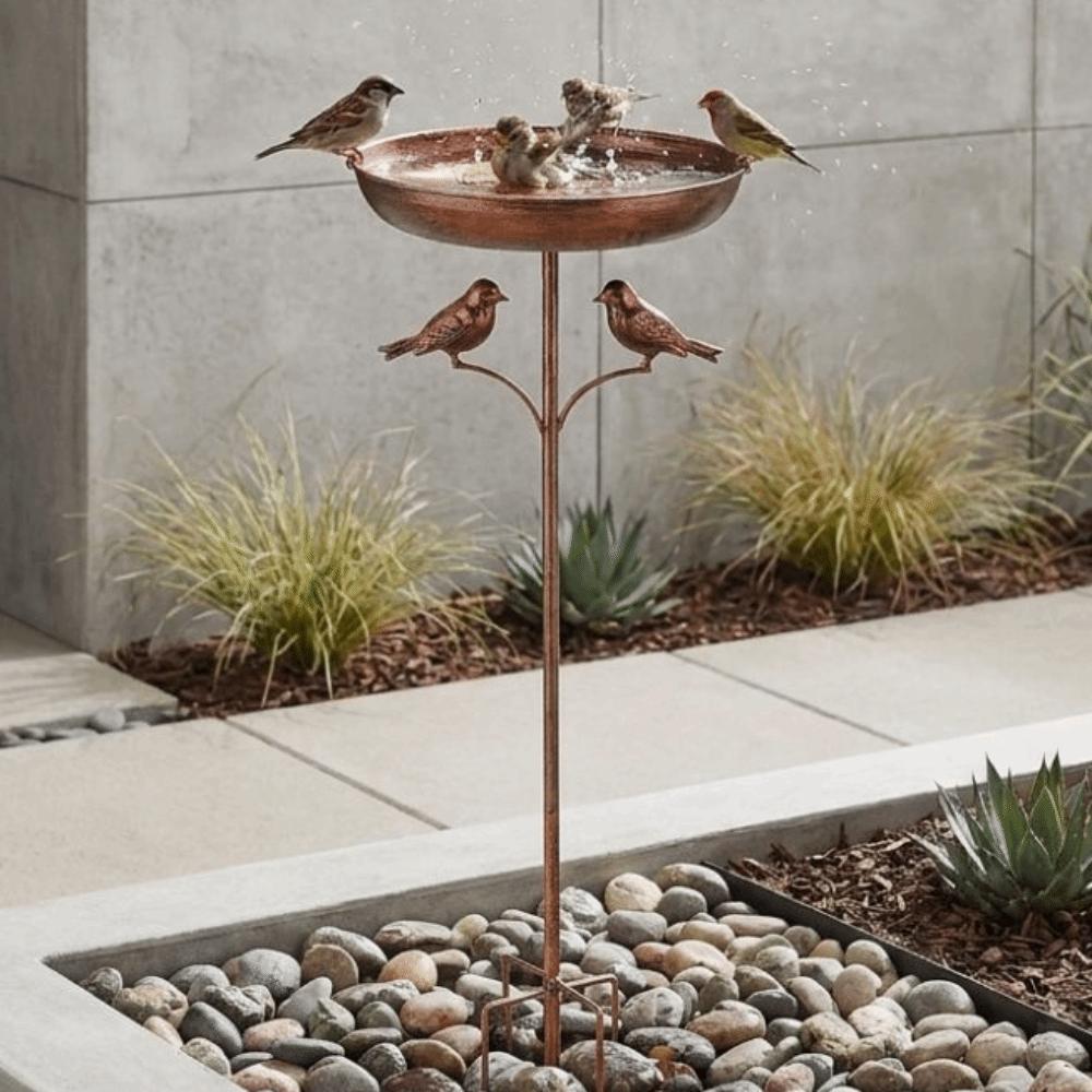 5 Claw Ground Plug Iron Bird Bath Feeder Standing Bowl Bird Feeding Station Outdoor Garden